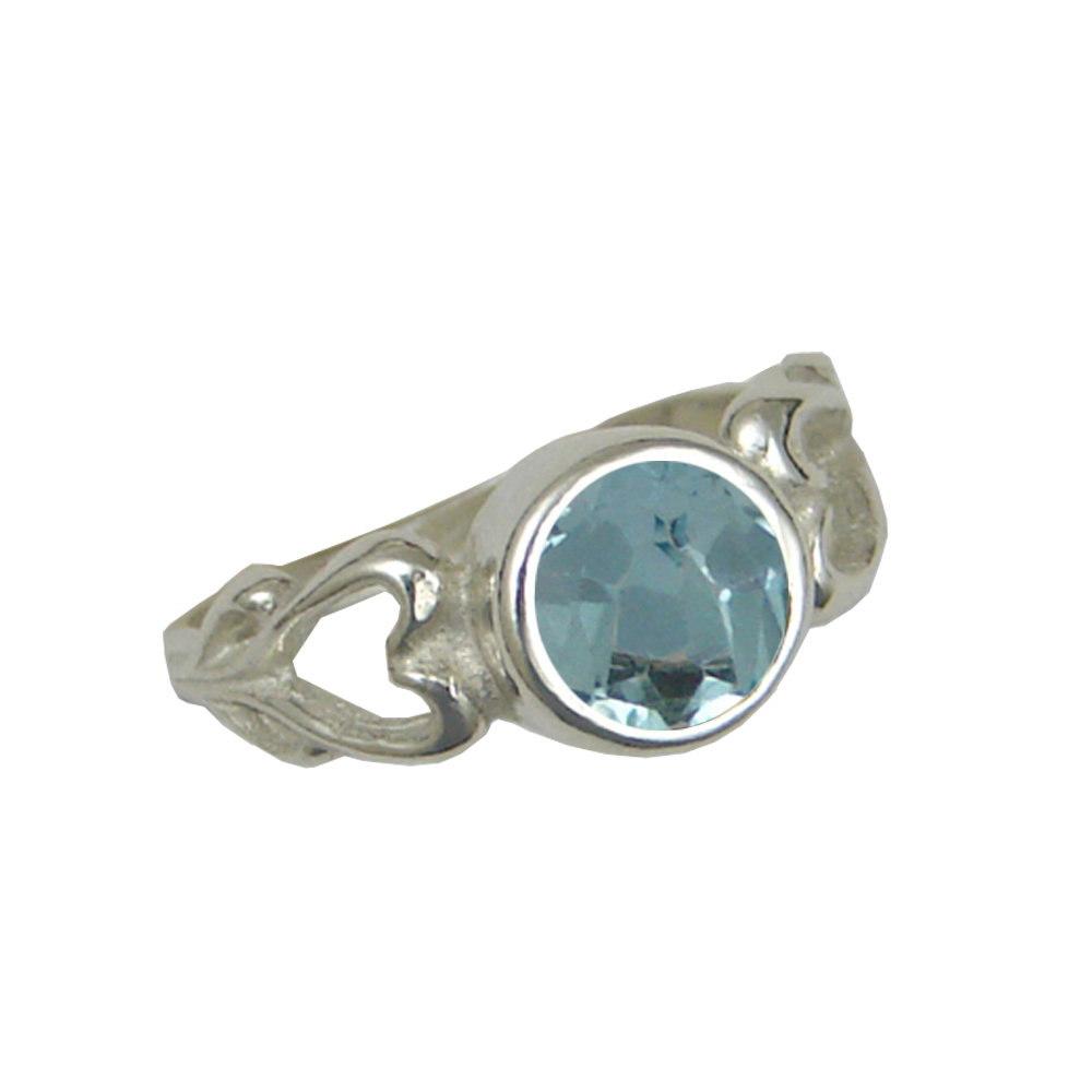 Sterling Silver Loving Hearts Ring With Faceted Blue Topaz Size 7 Sterling Silver Loving Hearts Ring With Faceted Blue Topaz Size 7
